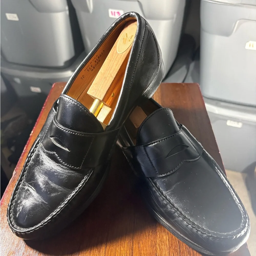 Allen Edmonds Black Leather Slip-On Size 10 Loafers(123) - Picture 1 of 12